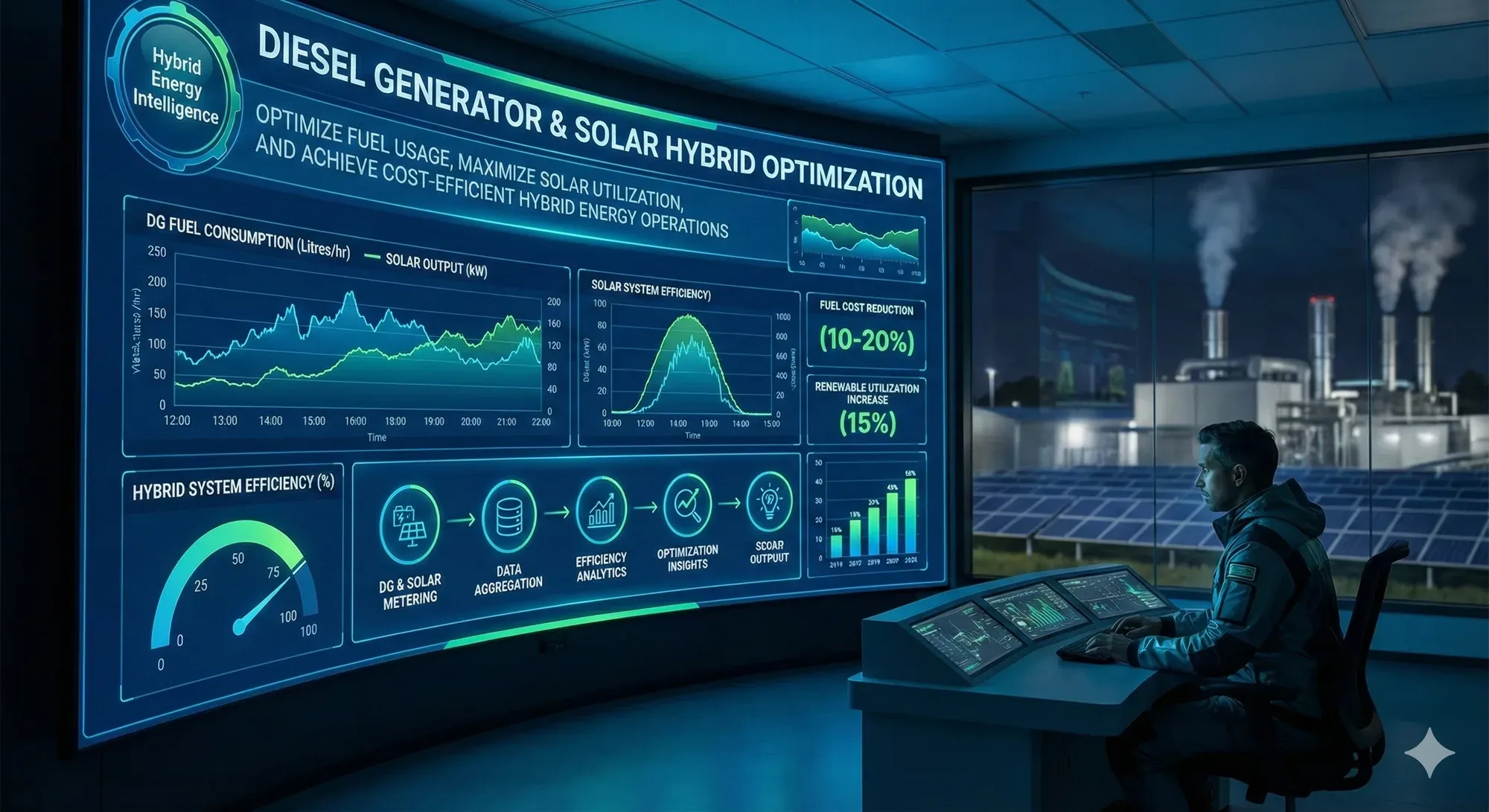 Genset telematics dashboard with run hours and fuel level