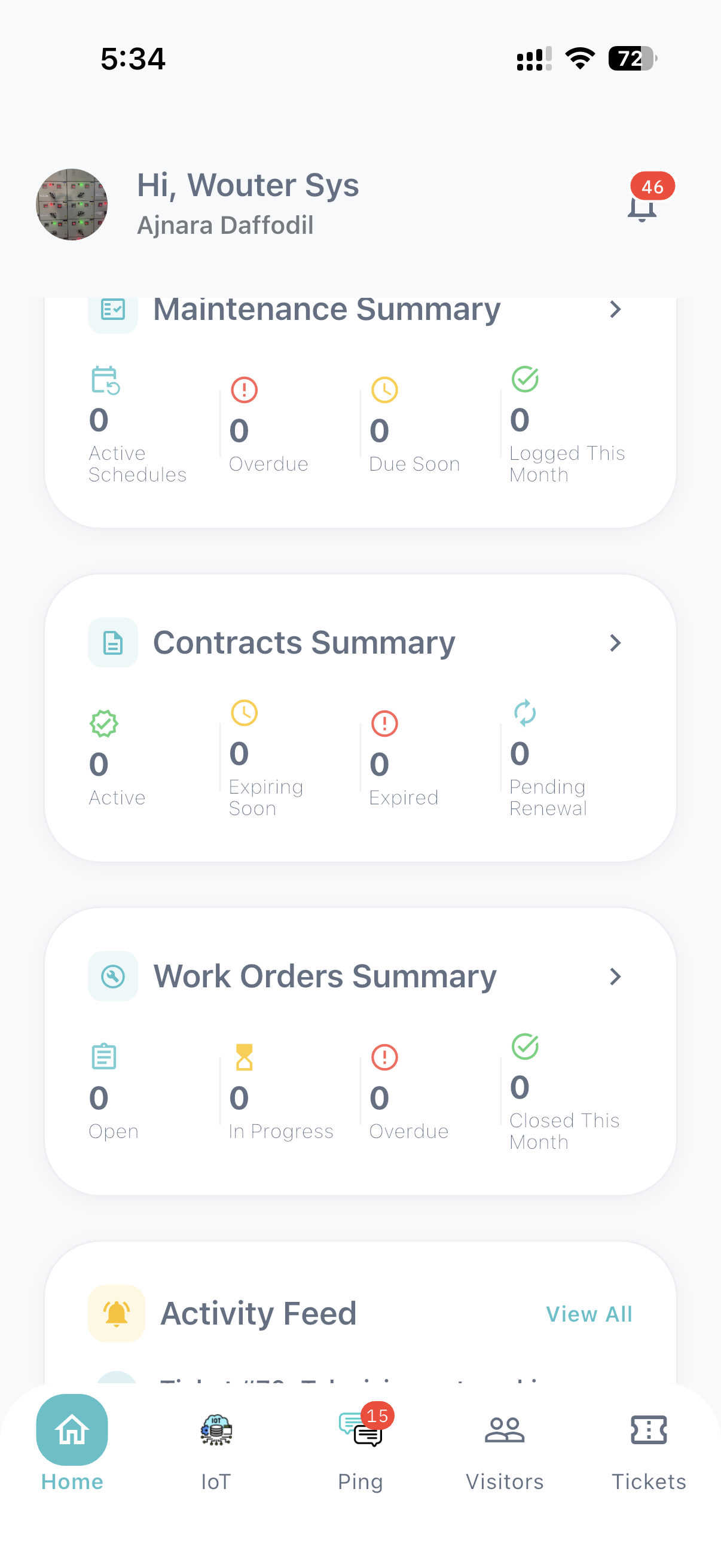 Maintenance, contracts, and work-order summaries
